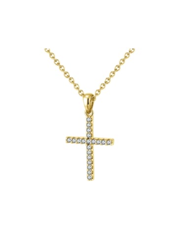 14K gold 925 Sterling Silver Cubic Zirconia Cross Minimalist Regligious Necklace