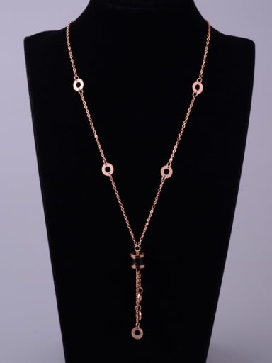 Titanium Minimalist Tassel Lariat Necklace