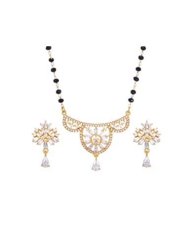 Alloy Cubic Zirconia Bohemia Tassel Earring and Necklace Set