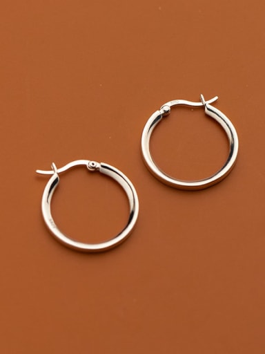 925 Sterling Silver Round Minimalist Hoop Earring