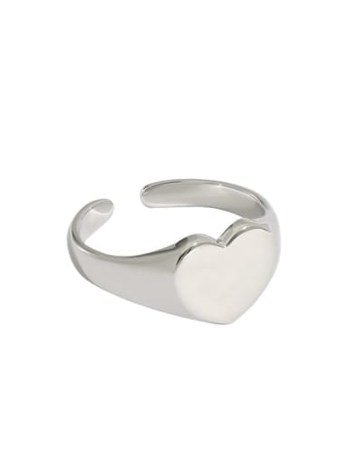 Platinum [13 adjustable] 925 Sterling Silver Heart Minimalist Band Ring