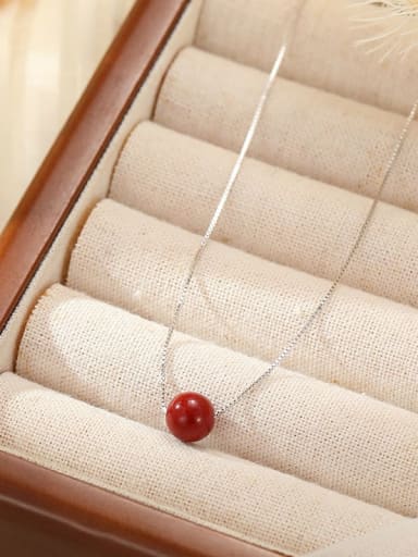 NS782 single bead ? 10mm ? 925 Sterling Silver Natural Stone Geometric Vintage Necklace