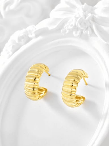 Brass Geometric C Shape  Minimalist Stud Earring