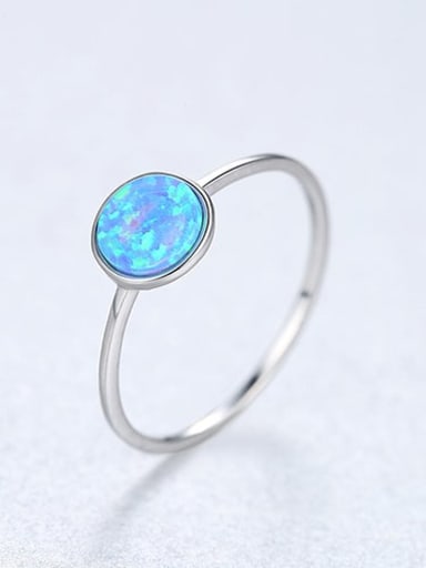 Blue 22d05 925 Sterling Silver Round Minimalist Band Ring