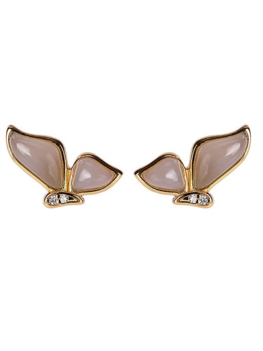 925 Sterling Silver Jade Butterfly Vintage Stud Earring