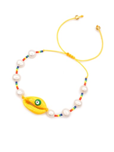 ZZ B200097B Freshwater Pearl Multi Color Irregular Minimalist Woven Bracelet