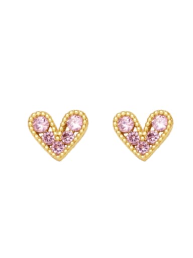 Brass Cubic Zirconia Heart Cute Stud Earring