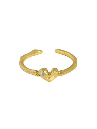 18K gold [No. 14 adjustable] 925 Sterling Silver Heart Minimalist Band Ring