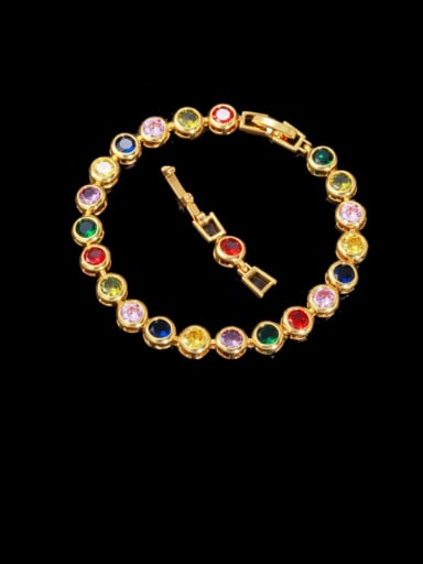 gold  Color Brass Cubic Zirconia Round Minimalist Bracelet