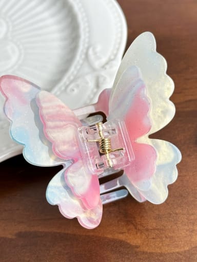 Pink blue 6.2cm Acrylic Minimalist Butterfly Alloy Multi Color Jaw Hair Claw