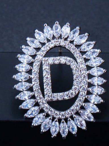 Letter D Brass Cubic Zirconia Letter Luxury Stud Earring