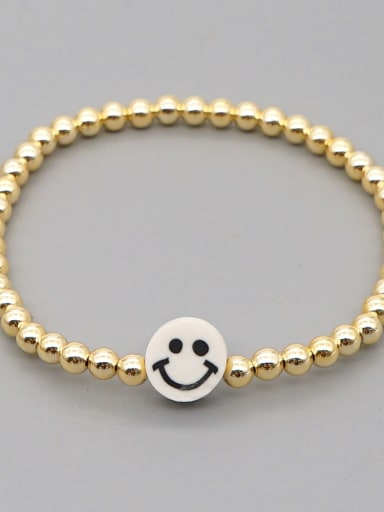 QT B200203D Stainless steel Polymer Clay Smiley Bohemia Beaded Bracelet