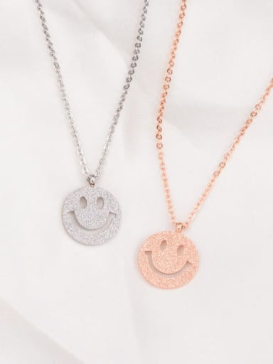 Titanium Cute Round Smiley Necklace