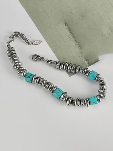 Stainless steel Turquoise Geometric Vintage Beaded Bracelet