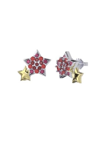 925 Sterling Silver Rhinestone Pentagram Cute Stud Earring
