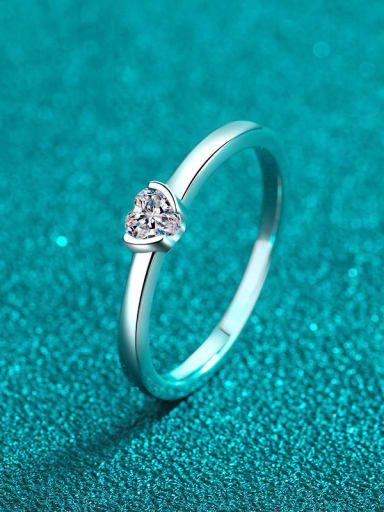 925 Sterling Silver Moissanite Heart Minimalist Band Ring