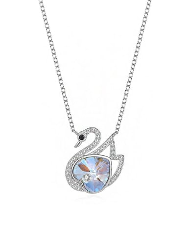 JYXZ 043 (gradient white) 925 Sterling Silver Austrian Crystal Swan Classic Necklace