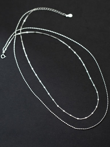 925 Sterling Silver Geometric Minimalist Multi Strand Necklace