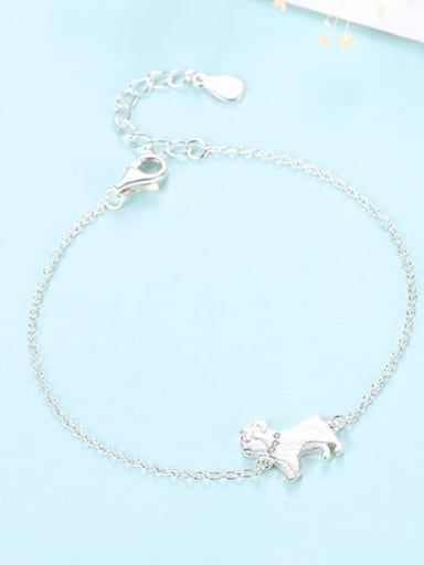 Platinum 12B06 925 sterling silver simple cute Dog Bracelet