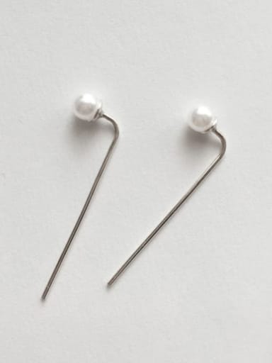 925 Sterling Silver Imitation Pearl Irregular Minimalist Threader Earring