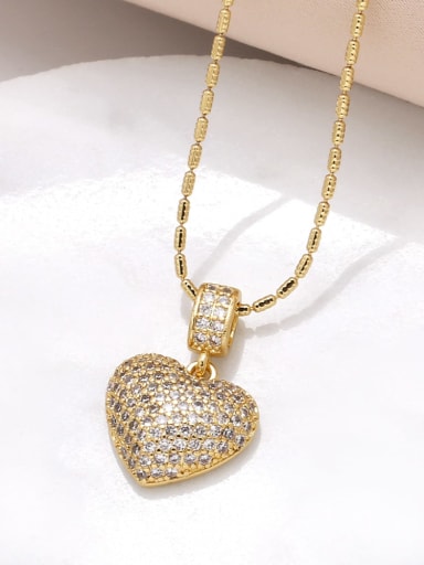 Brass Cubic Zirconia Heart Trend Necklace