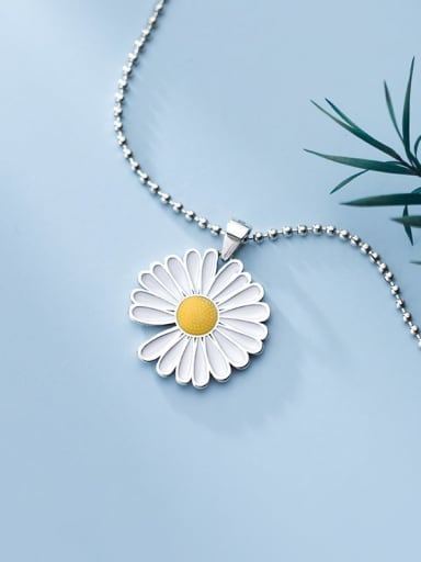 custom 925 Sterling Silver Bead Chain Silicone Flower Necklace