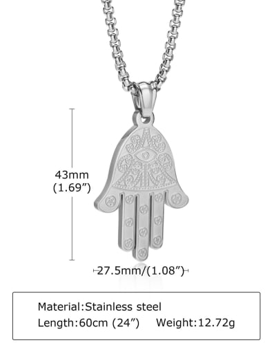Steel pendant pearl chain 60CM Titanium Steel  Hip Hop Palm Pednat Necklace