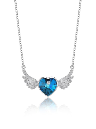 JYXZ 011 (Gradient Blue) 925 Sterling Silver Austrian Crystal Heart Classic Necklace