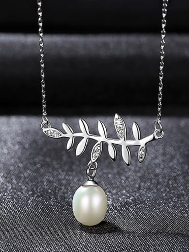 925 Sterling Silver Freshwater Pearl Tree Minimalist Necklace