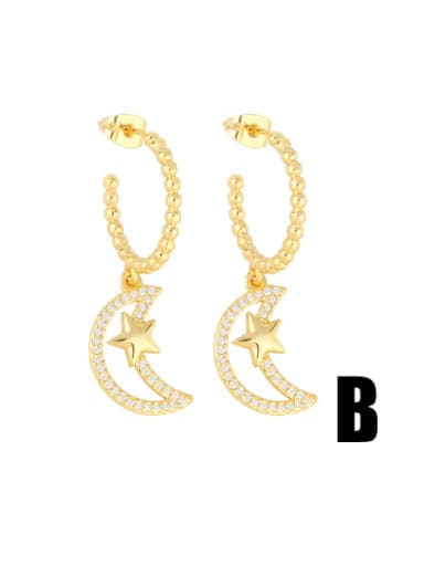 B Brass Cubic Zirconia Star Vintage Huggie Earring