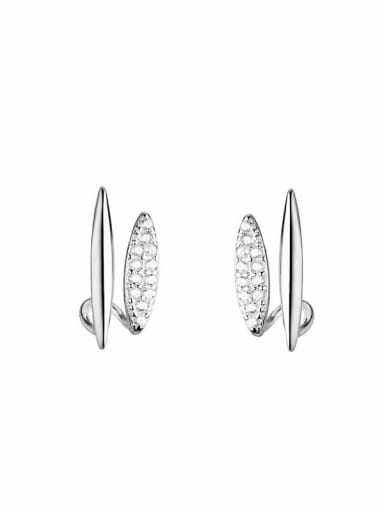 Silver 925 Sterling Silver Cubic Zirconia Geometric Minimalist Stud Earring