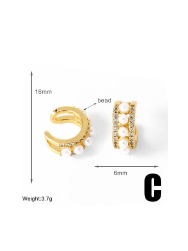 C Brass Imitation Pearl Geometric Trend Clip Earring