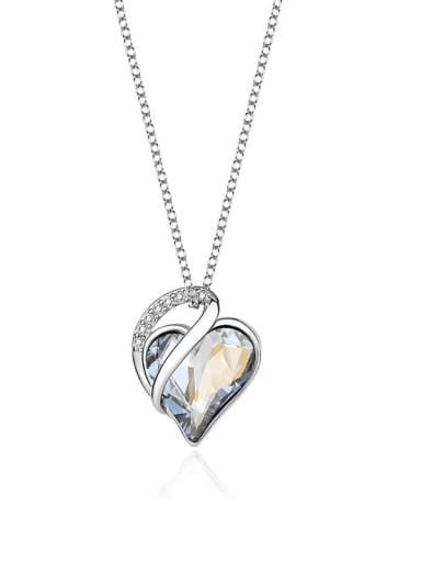 JYXZ 023 (Blue Phantom) 925 Sterling Silver Austrian Crystal Heart Classic Necklace