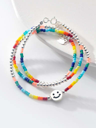 925 Sterling Silver Bead Smiley Minimalist Necklace