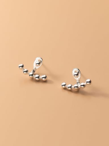 925 Sterling Silver Bead Geometric Minimalist Stud Earring