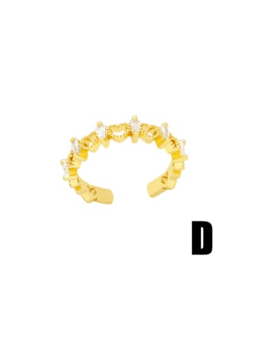 D Brass Cubic Zirconia Irregular Hip Hop Band Ring