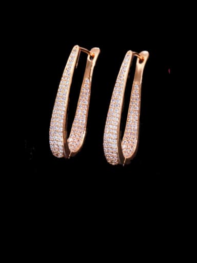 champagne gold Brass Cubic Zirconia Geometric Luxury Cluster Earring