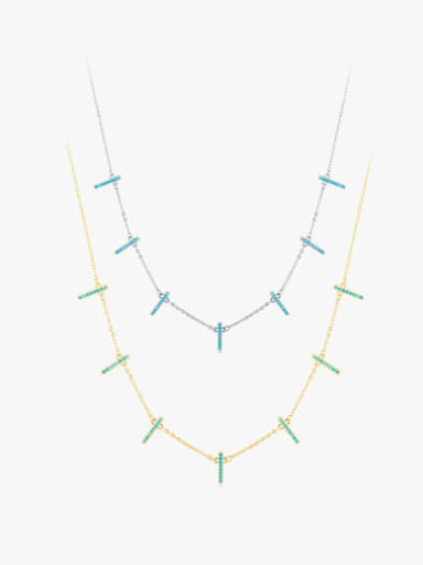 custom 925 Sterling Silver Emerald Geometric Minimalist Necklace