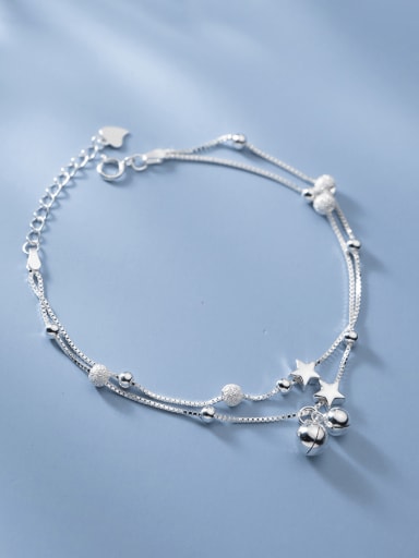 925 Sterling Silver Pentagram Minimalist Strand Bracelet