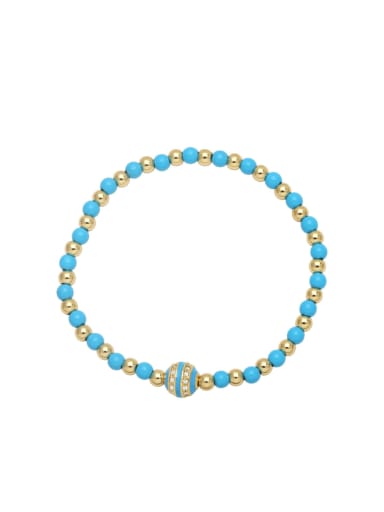 blue Brass Cubic Zirconia Geometric Vintage Beaded Bracelet