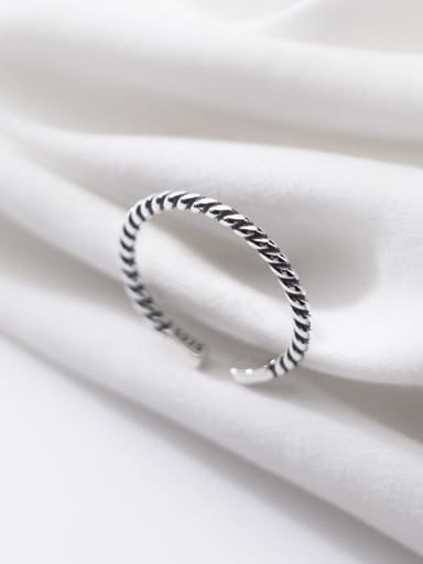 925 Sterling Silver Irregular Vintage  Retro twisted rope Band Ring