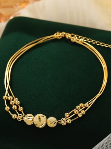 AS041 [Gold] 925 Sterling Silver Minimalist   Bead Anklet