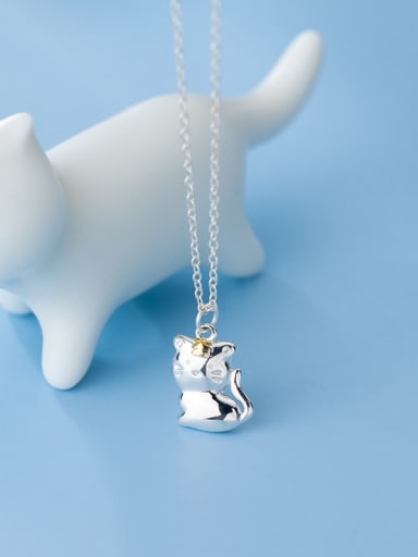 925 Sterling Silver  Cute Cat Pendant Necklace