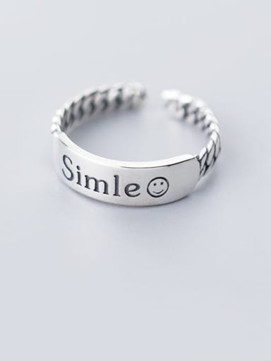 925 Sterling Silver With Simle Smiley Free Size Ring