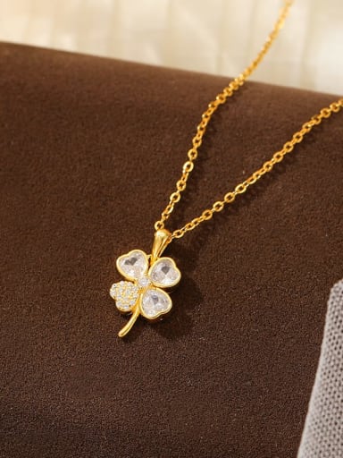 NS1050 Gold 925 Sterling Silver Cubic Zirconia Flower Minimalist Necklace