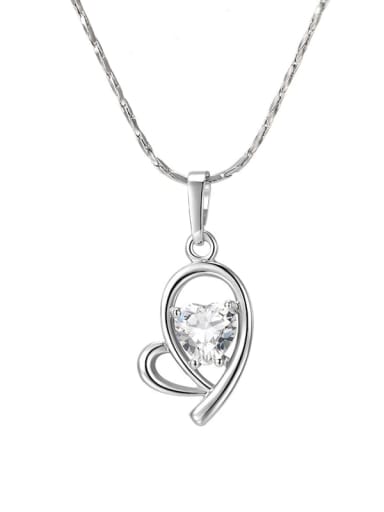 Heart Necklace Alloy Cubic Zirconia Heart Dainty Necklace