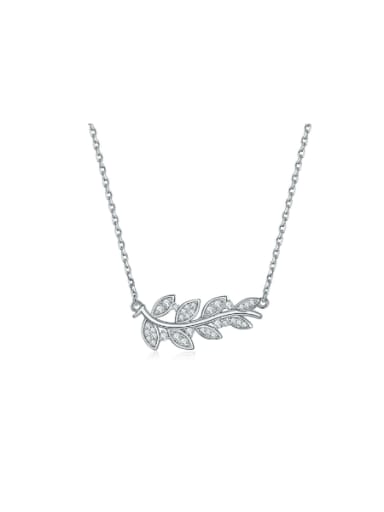 TLXL111 necklace 925 Sterling Silver Cubic Zirconia Leaf Dainty Necklace