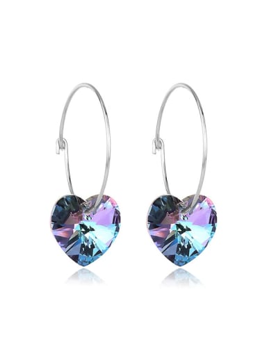 JYEH 020 (gradual purple) 925 Sterling Silver Austrian Crystal Heart Classic Hook Earring