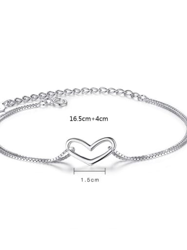 925 Sterling Silver  Minimalist  Heart Link Bracelet