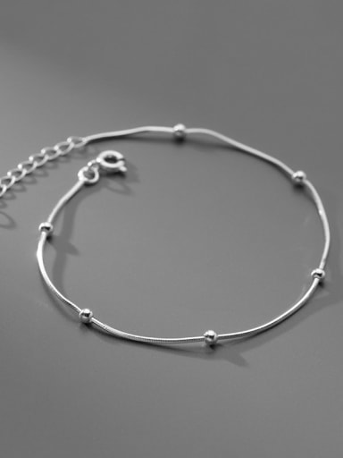 925 Sterling Silver Bead Round Minimalist Link Bracelet